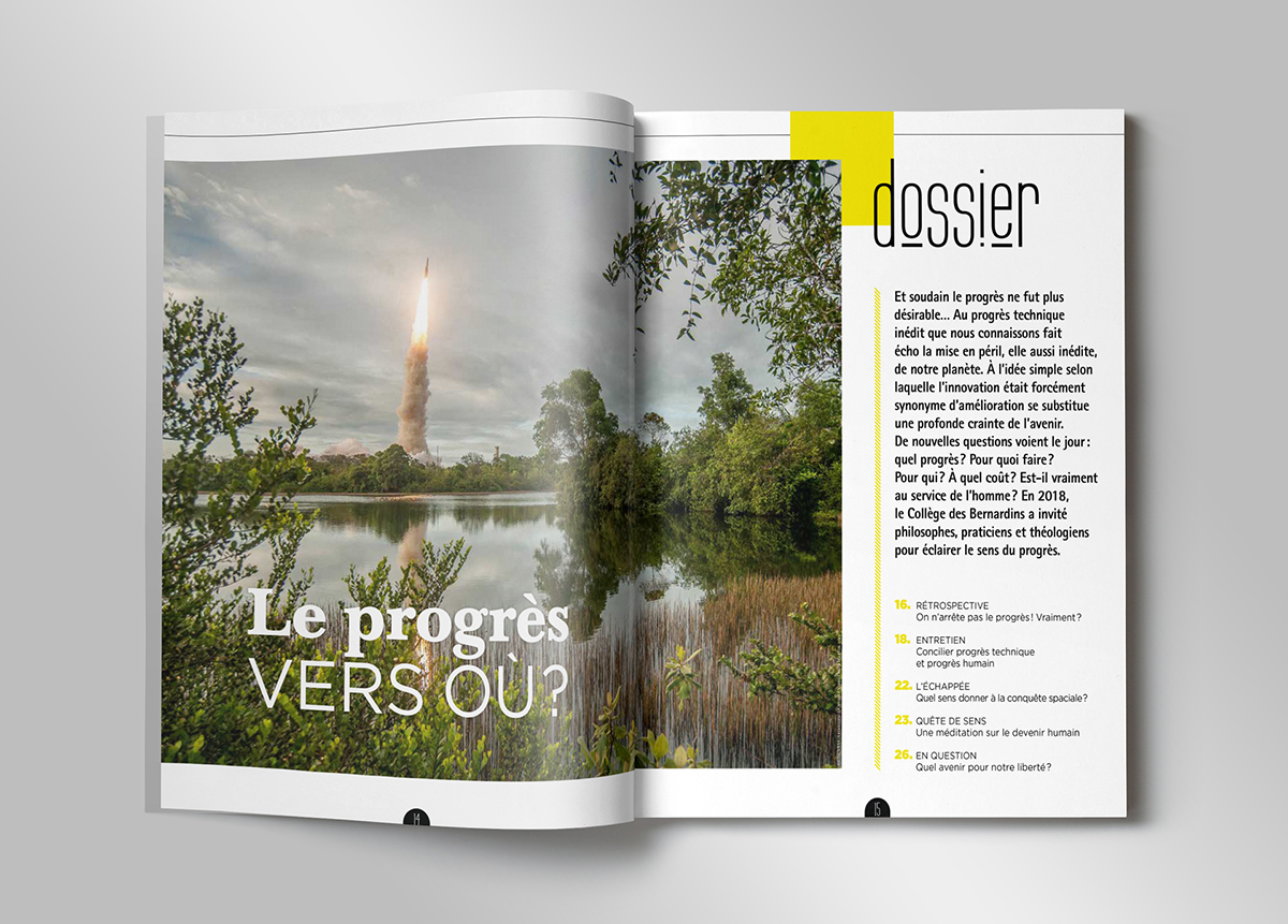 College-des-Bernardins_revue-ete18_p14-15 Double-page d'ouverture du dossier de la revue du Collège des Bernardins, parution été 2018.